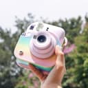 O Ozone Protective Camera Case for Fujifilm Instax Mini 12 Instant Camera, PU Leather Glitter Gradient Style Camera Carrying Bag with Shoulder Strap for Instax Mini 12-Pink&Purple