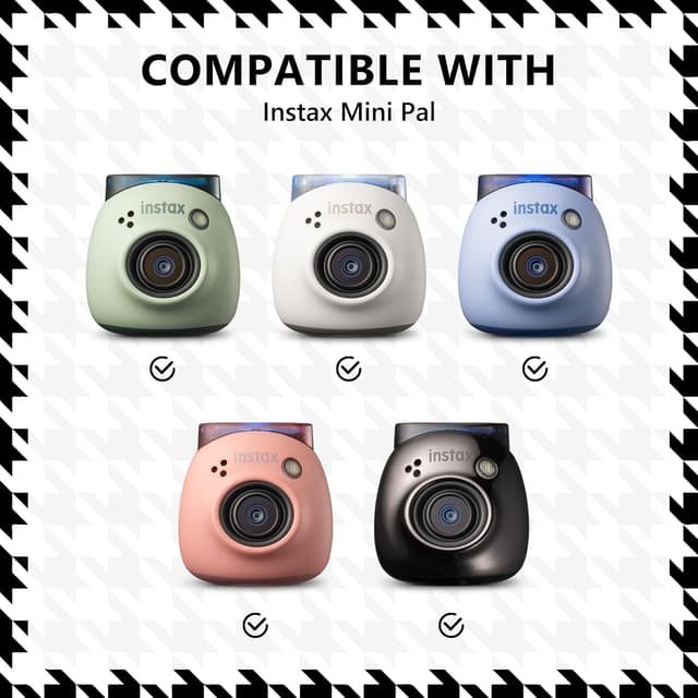 O Ozone 4-in-1 Accessories Set Compatible with Fujifilm Instax Pal Including Camera Case with Wrist Strap /Photo Clips/Photo Frame/Hanging String/Stickers/ Mini Tabletop Tripod- Black