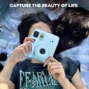 غطاء حماية للكاميرا فوجي فيلم إنستاكس ميني اس اي  مع حزام كتف قابل للتعديل أزرق أو أوزون O Ozone Silicone Case for Fujifilm Instax Mini SE Instant Camera Case Soft Protective Camera Cover with Adjustable Shoulder Strap  Blue