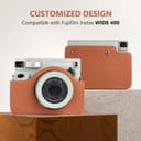 O Ozone Camera Case Compatible with Instax Wide 400 Camera, PU Leather Protective Carrying Camera Bag for Fuji Instax Wide 400 Instant Camera with Adjustable Shoulder Strap- Brown