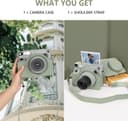 شنطة كاميرا جلد متوافقة مع كاميرا Instax Wide 400 مع حزام كتف قابل للتعديل أخضر فاتح او اوزون O Ozone Camera Case Compatible PU Leather Protective Carrying Camera Bag