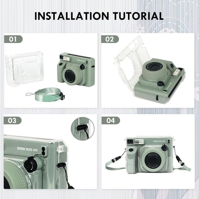 O Ozone Clear Case Compatible with Fujifilm Wide 400 Instant Camera - Hard PVC Protective Carrying Camera Bag for Fuji Wide 400 , Protective Case with Adjustable Shoulder Strap- Clear