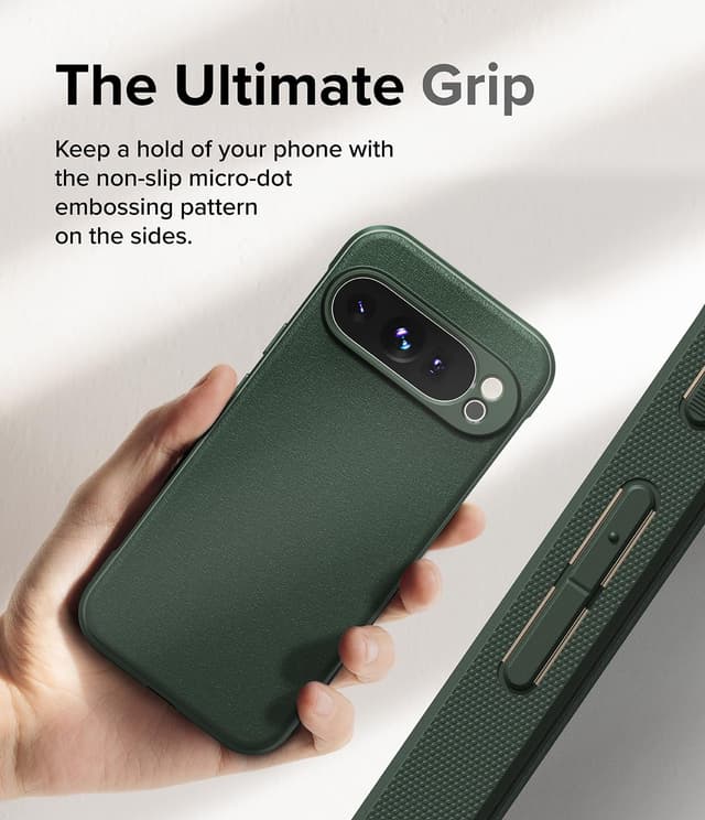 Ringke Onyx Case Compatible with Google Pixel 9 Pro XL, Enhanced Grip Tough Flexible TPU Shockproof Rugged TPU Bumper Drop Protection Phone Cover - Dark Green
