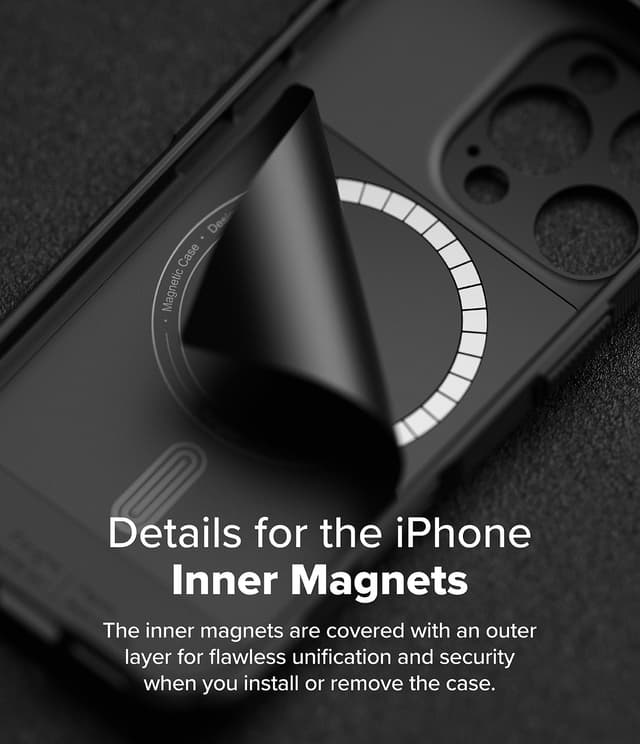 Ringke Rugged Gear Magnetic Compatible With iPhone 16 Pro Case , Prevents Oily Smudges Non-Slip Enhanced Grip Protective Cover Designed for iPhone 16 Pro Cover- Black