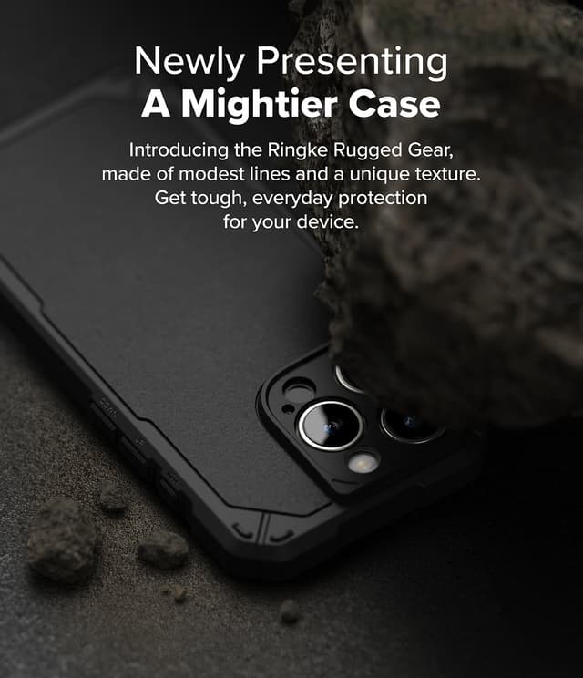 Ringke Rugged Gear Magnetic Compatible With iPhone 16 Pro Case , Prevents Oily Smudges Non-Slip Enhanced Grip Protective Cover Designed for iPhone 16 Pro Cover- Black
