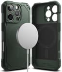 Ringke Rugged Gear Magnetic Compatible With iPhone 16 Pro Case , Prevents Oily Smudges Non-Slip Enhanced Grip Protective Cover Designed for iPhone 16 Pro Cover- Dark Green