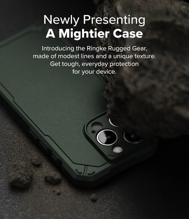 Ringke Rugged Gear Magnetic Compatible With iPhone 16 Pro Case , Prevents Oily Smudges Non-Slip Enhanced Grip Protective Cover Designed for iPhone 16 Pro Cover- Dark Green