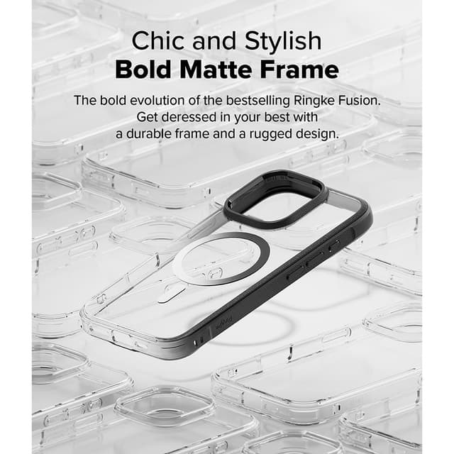Ringke Fusion Bold Magnetic Compatible with iPhone 16 Pro Max Case Cover Firm Grip Frame Anti-Yellowing Anti-Fingerprint Frosted Hard Back Shockproof Bumper iPhone 16 Pro Max Back Cover- Black