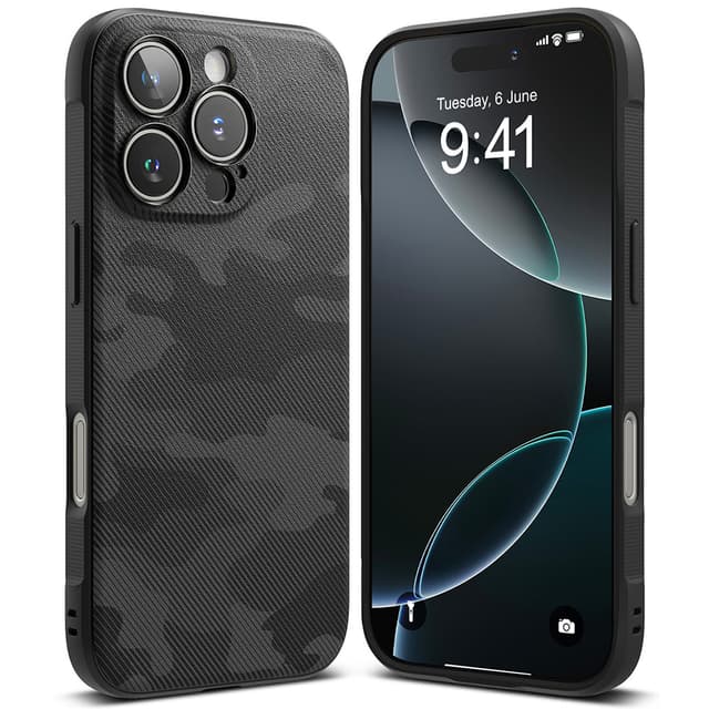 Ringke Onyx Design Case Compatible with iPhone 16 Pro Max, Enhanced Grip Tough Flexible TPU Shockproof Rugged TPU Bumper Drop Protection Phone Cover - Camo Black