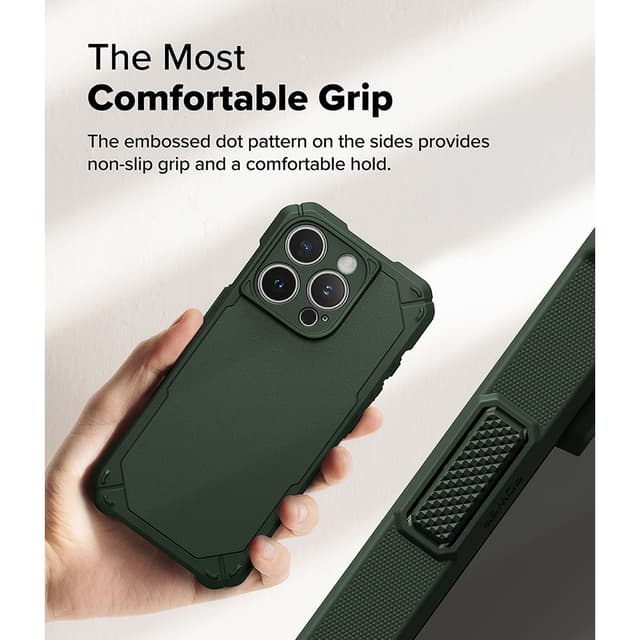 Ringke Rugged Gear Compatible With iPhone 16 Pro Max Case , Prevents Oily Smudges Non-Slip Enhanced Grip Protective Cover Designed for iPhone 16 Pro Max Cover- Dark Green