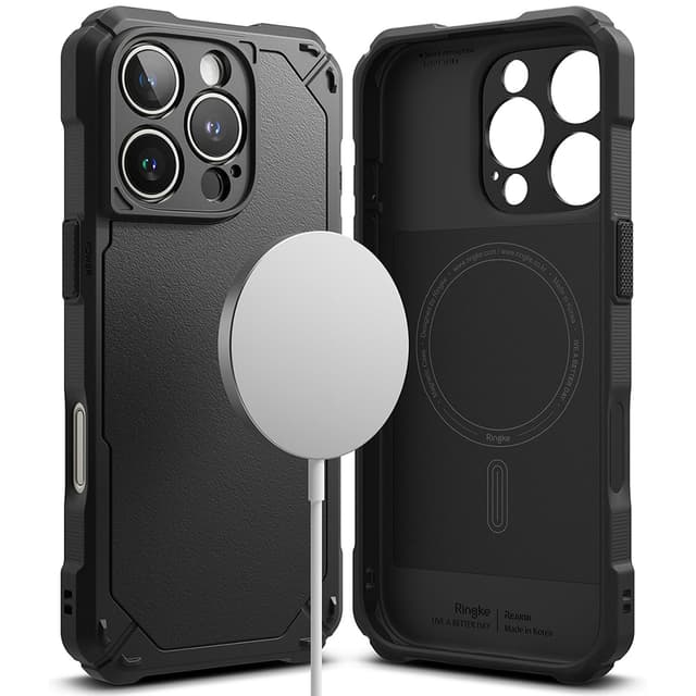 Ringke Rugged Gear Magnetic Compatible With iPhone 16 Pro Max Case , Prevents Oily Smudges Non-Slip Enhanced Grip Protective Cover Designed for iPhone 16 Pro Max Cover- Black