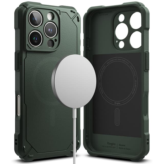 Ringke Rugged Gear Magnetic Compatible With iPhone 16 Pro Max Case , Prevents Oily Smudges Enhanced Grip Protective Cover Designed for iPhone 16 Pro Max Cover- Dark Green