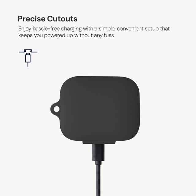 حقيبة سماعات بلوتوث الجيل الثالث المطاطية مع حمالة معدنية باللون الاسود او اوزون Bluetooth Earbuds Case 3rd Gen Rubber Design with Metal Keychain in Black O Ozone