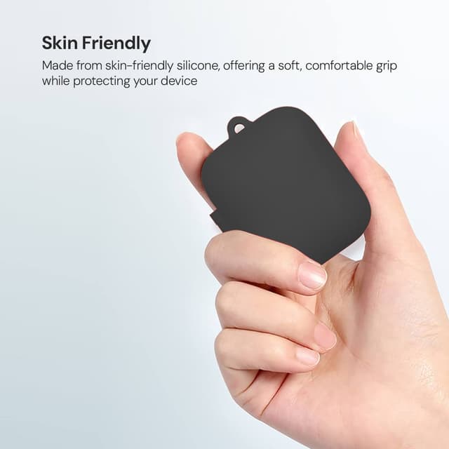 حقيبة سماعات بلوتوث الجيل الثالث المطاطية مع حمالة معدنية باللون الاسود او اوزون Bluetooth Earbuds Case 3rd Gen Rubber Design with Metal Keychain in Black O Ozone