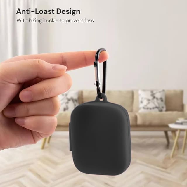 حقيبة سماعات بلوتوث الجيل الثالث المطاطية مع حمالة معدنية باللون الاسود او اوزون Bluetooth Earbuds Case 3rd Gen Rubber Design with Metal Keychain in Black O Ozone