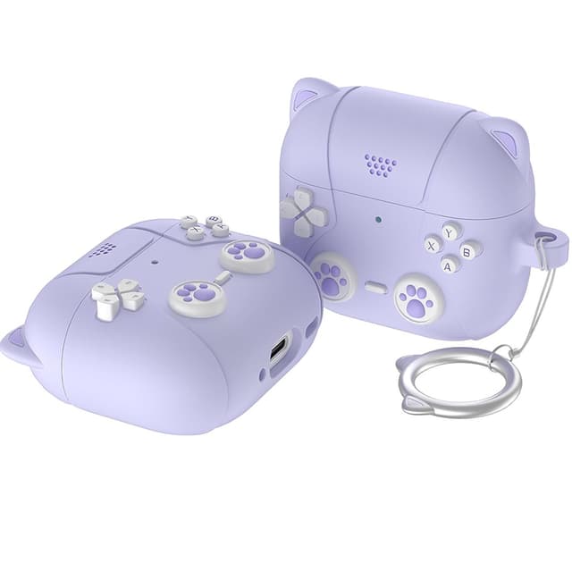 O Ozone Cute Case For AirPods 4 Case Cover (2024) ,3D Cartoon Soft Silicone Wireless Charging Shockproof Protective Cover for AirPods 4th Generation Case With Keychain -Purple