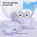 O Ozone Cute Case For AirPods 4 Case Cover (2024) ,3D Cartoon Soft Silicone Wireless Charging Shockproof Protective Cover for AirPods 4th Generation Case With Keychain -Purple