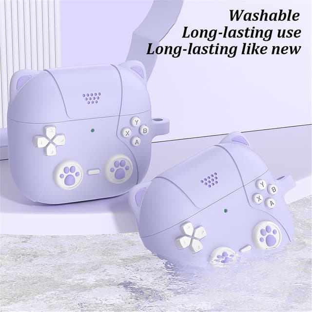 O Ozone Cute Case For AirPods 4 Case Cover (2024) ,3D Cartoon Soft Silicone Wireless Charging Shockproof Protective Cover for AirPods 4th Generation Case With Keychain -Purple