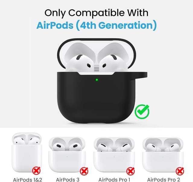 O Ozone for AirPods 4 Silicone Case Cover (2024) ,Full Body Protective Shock-Resistant Silicone Case Cover Compatible with Apple AirPods 4th Generation With Carabiner For Men & Women - Deep Green