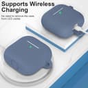 O Ozone for AirPods 4 Silicone Case Cover (2024) ,Full Body Protective Shock-Resistant Silicone Case Cover Compatible with Apple AirPods 4th Generation With Carabiner For Men & Women - Blue Grey