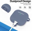 O Ozone for AirPods 4 Silicone Case Cover (2024) ,Full Body Protective Shock-Resistant Silicone Case Cover Compatible with Apple AirPods 4th Generation With Carabiner For Men & Women - Blue Grey