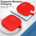 O Ozone for AirPods 4 Silicone Case Cover (2024) ,Full Body Protective Shock-Resistant Silicone Case Cover Compatible with Apple AirPods 4th Generation With Carabiner For Men & Women - Red