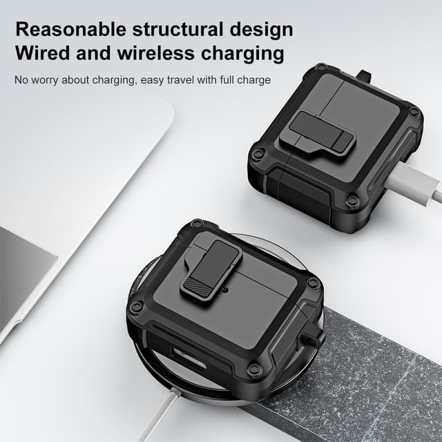 حقيبة الجيل الرابع للايربودز البيضاء المضادة للكسر مع قفل حماية او اوزون AirPods 4 Case White Shockproof Cover with Secure Lock Protection O Ozone