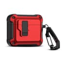 O Ozone for AirPods 4 Case Cover (2024), Rugged Armor Shockproof Hard Shell Protection Shockproof Case with Secure Lock Clip Case Cover for AirPods 4th Generation with Keychain for Men Women- Red