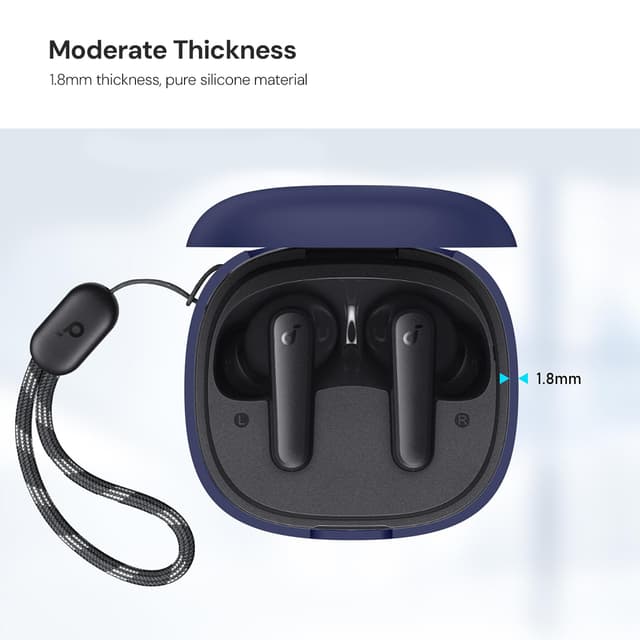كفر سماعات سيليكون متوافق مع سماعات أنكر ساوندكور أزرق داكن أو أوزون O Ozone Silicone Case Compatible with AnkerSoundcore P20i Case with Keychain Soft Silicone Full Body Shockproof Protective Skin Headphone Cover for Men Women Dark Blue