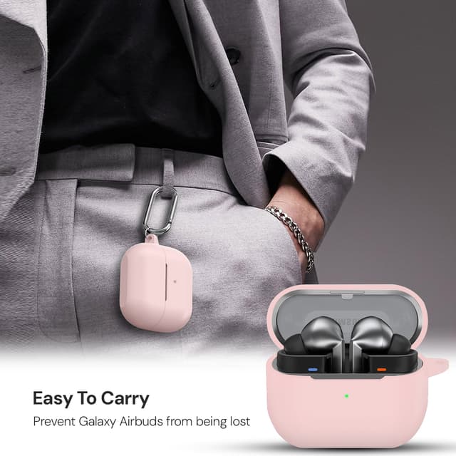 حقيبة سماعات سامسونغ بلوتوث الجيل الثالث مع حمالة معدنية باللون الوردي او اوزون Pink Protective Case for Samsung Bluetooth 3rd Gen Earbuds With Metal Strap O Ozone