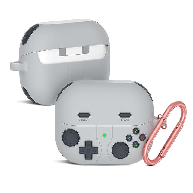 O Ozone Case Compatible with Samsung Galaxy Buds3 Case & Galaxy Buds 3 Pro Case Cover (2024), 3D Game Console Design Silicone Protective Cover with Keychain- Grey