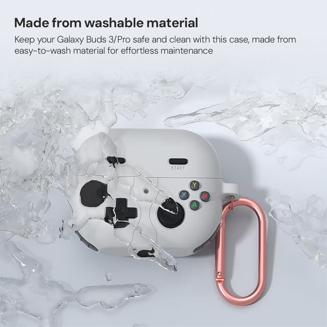 O Ozone Case Compatible with Samsung Galaxy Buds3 Case & Galaxy Buds 3 Pro Case Cover (2024), 3D Game Console Design Silicone Protective Cover with Keychain- Grey
