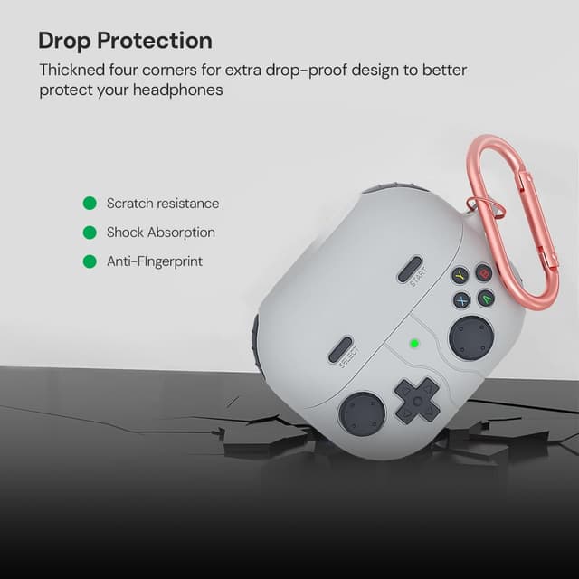 O Ozone Case Compatible with Samsung Galaxy Buds3 Case & Galaxy Buds 3 Pro Case Cover (2024), 3D Game Console Design Silicone Protective Cover with Keychain- Grey