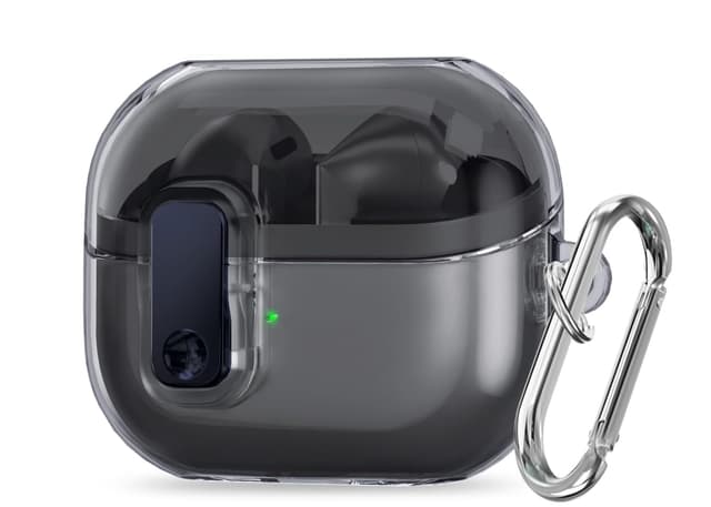 O Ozone Case Compatible with Samsung Galaxy Buds3 Case & Galaxy Buds 3 Pro Case Cover (2024), Anti-drop Anti-scratch Lock Clip Flexible TPU Clear Protection Case with Carabiner- Black