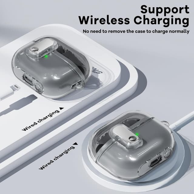 O Ozone Case Compatible with Samsung Galaxy Buds3 Case & Galaxy Buds 3 Pro Case Cover (2024), Anti-drop Anti-scratch Lock Clip Flexible TPU Clear Protection Case with Carabiner- Silver