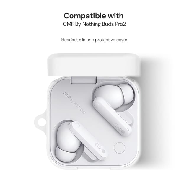 كفر ايربودز سيليكون متوافق مع سماعات سي ام اف باي نوثينغ بودز برو 2 أبيض او اوزون O Ozone Silicone Case Compatible with CMF By Nothing Buds Pro 2