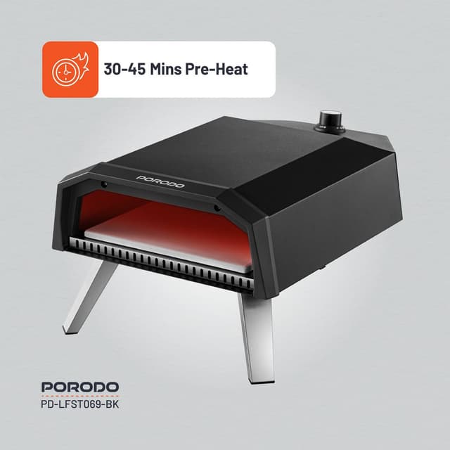 فرن بيتزا غاز​ للرحلات بورودو 12 بوصة 4100 واط Porodo Pizza Outdoor Oven