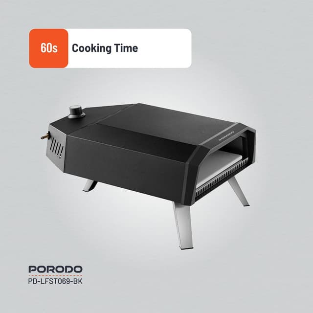 فرن بيتزا غاز​ للرحلات بورودو 12 بوصة 4100 واط Porodo Pizza Outdoor Oven