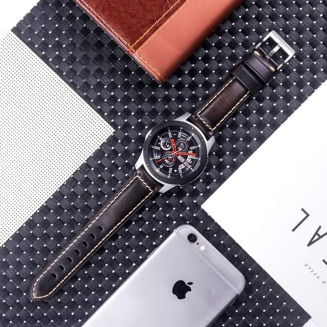 سوار ساعة سامسونج جلد للرجال والنساء متوافق مع ساعة سامسونج جالكسي 3 مقاس 22 مم بني فاتح او اوزون O Ozone Leather Strap Compatible With Samsung Galaxy Watch 3 