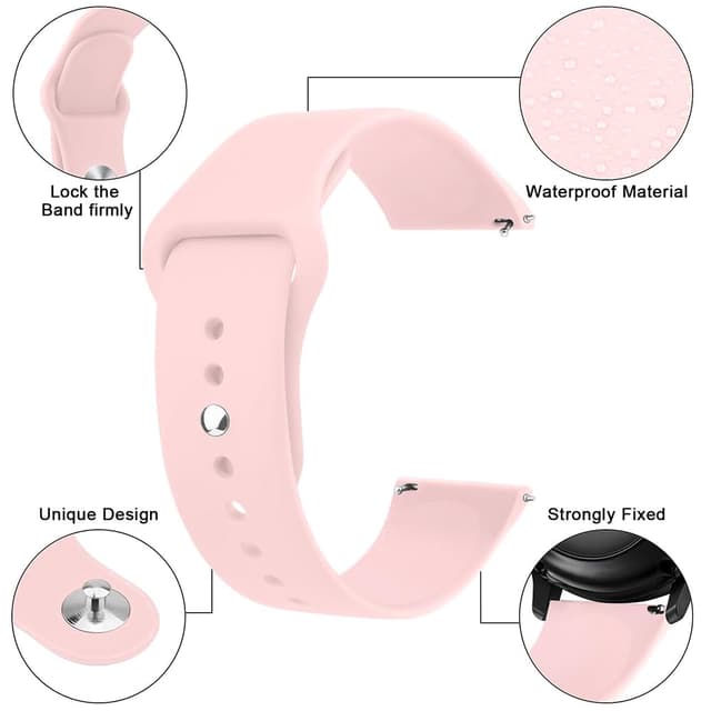 O Ozone Silicone Bands Compatible With Samsung Galaxy Watch 3 45mm/Galaxy Watch 46mm/Gear S3 Frontier/Classic, 22mm Quick Release Soft Silicone Replacement Watch Strap Women Men - Pink