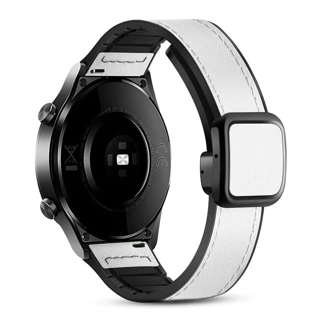 O Ozone Leather Silicone Watch Band for Samsung Galaxy Watch 3 45mm / Galaxy Watch 46mm , 22mm Magnetic Buckle Quick Release Replacement Strap with D-Buckle Wristband for Men Women - White