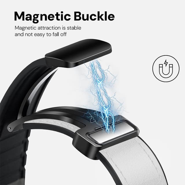 O Ozone Leather Silicone Watch Band for Samsung Galaxy Watch 3 45mm / Galaxy Watch 46mm , 22mm Magnetic Buckle Quick Release Replacement Strap with D-Buckle Wristband for Men Women - White