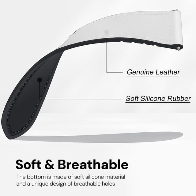 O Ozone Leather Silicone Watch Band for Samsung Galaxy Watch 3 45mm / Galaxy Watch 46mm , 22mm Magnetic Buckle Quick Release Replacement Strap with D-Buckle Wristband for Men Women - White