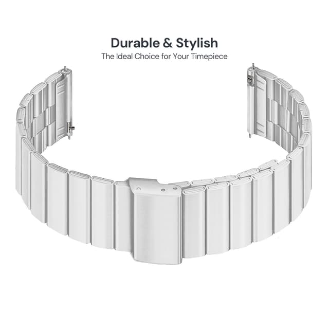 سوار ساعة ذكية ستانلس ستيل 22 مم فضي او اوزون O Ozone Compatible Stainless Steel Metal Band Bracelet wristband