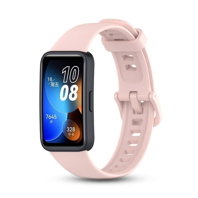 ستراب ساعة هواوي 8 الذكية السيليكوني باللون الزهري بمشبك عادي او اوزون Pink Silicone Strap for Huawei Band 8 Smartwatch with Standard Buckle O Ozone