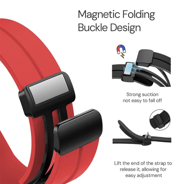 O Ozone Silicone Watch Band Compatible with CMF by Nothing Watch Pro/Watch Pro 2 Watchband Bracelet, Magnetic Folding Buckle Adjustable Soft Silicone Sport Replacement Watch Straps for Men Women - Red