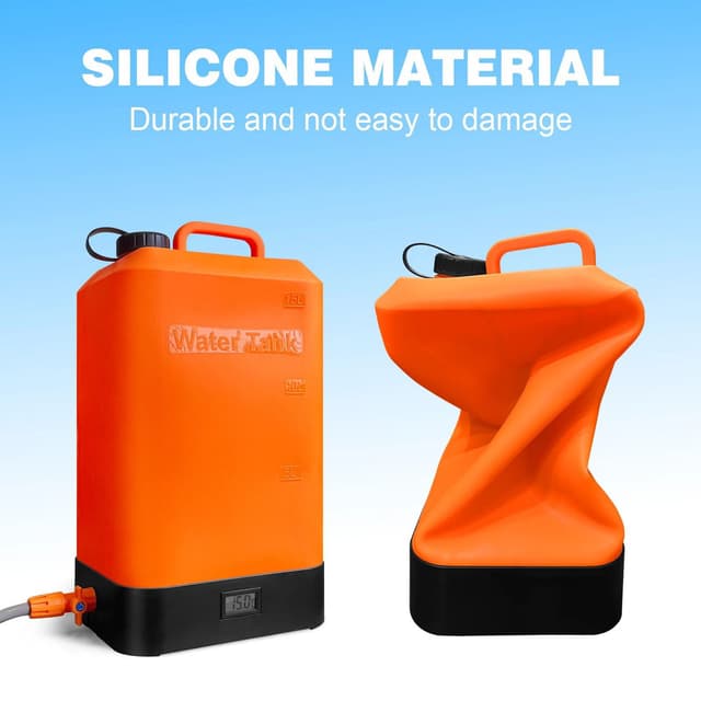 شطاف متنقل للسفر مع جالون ماء سيليكون قابل للطي 15 لتر 2200 مللي أمبير Portable Outdoor Shower Silicone Gallon Water Tank