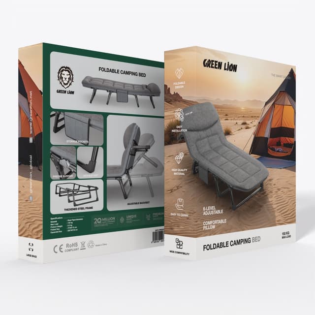 سرير متنقل قابل للطي جرين لايون 6 مستويات Green Lion Foldable Camping Bed