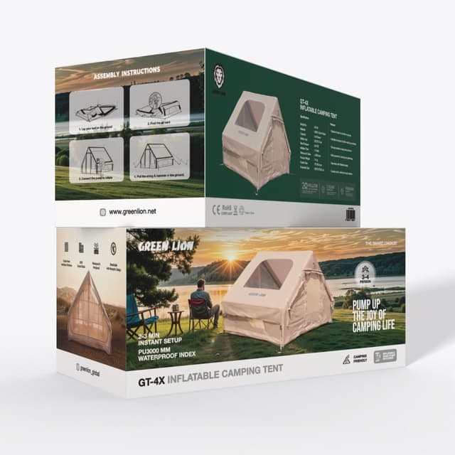 خيمة هوائية متنقلة جرين لايون مقاومة للماء 3 إلى 4 أشخاص Green Lion GT-4X Inflatable Camping Tent