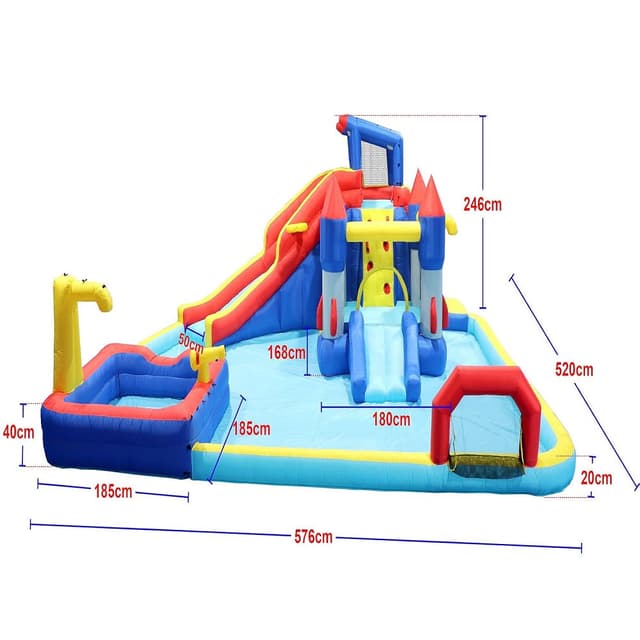 Megastar 10 In 1 Inflatable H20 Water Fight Bounce House Water Park For Kids, Slide Waterslide With Splash Pool & Basketball & Climbing Wall & Dual Pools & Soccer - 719021